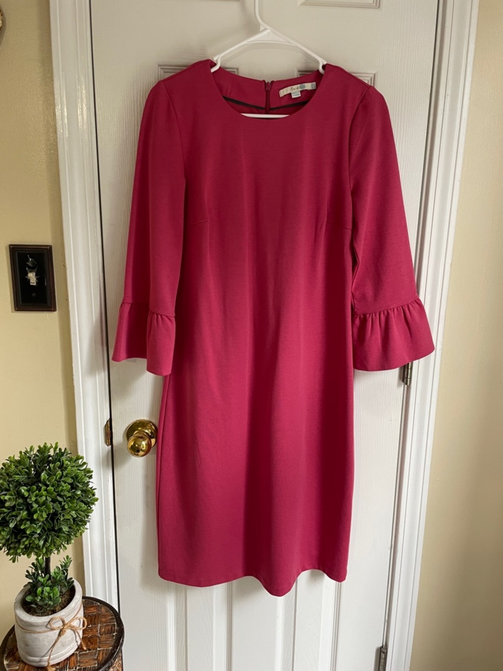 Boden Fuchsia Coquette Cottagecore Bell-Sleeve Dress